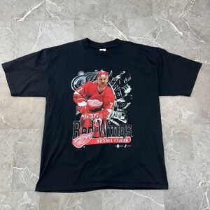 Vintage Detroit Red Wings Graphic Tee Mens 2XL Wendell Clark Hockey Shirt